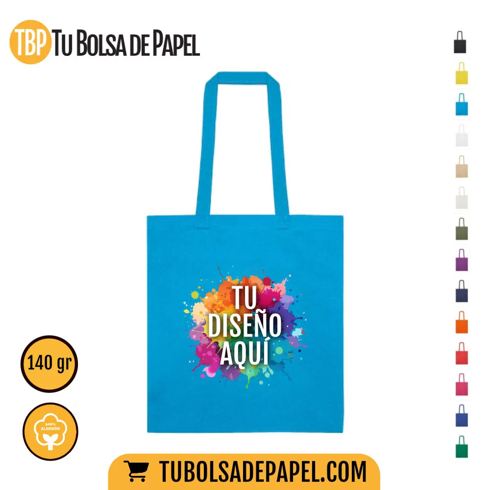 Bolsas de tela algodón Natural azul medio - personalizada todo color