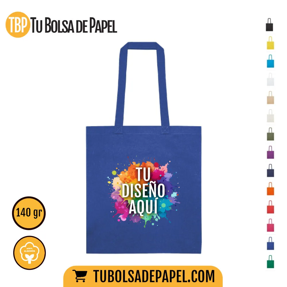 Bolsas de tela algodón Natural azul royal - personalizada todo color