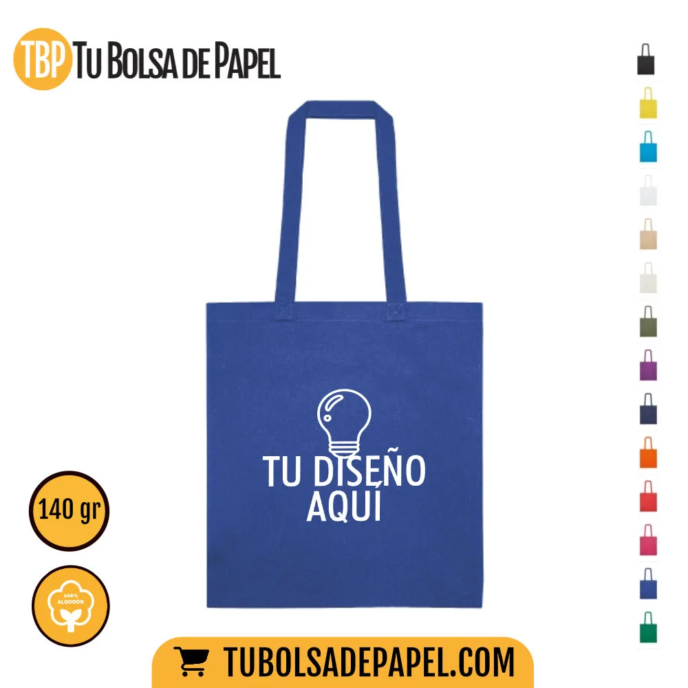 Bolsas de tela algodón Natural azul royal - personalizadas una tinta