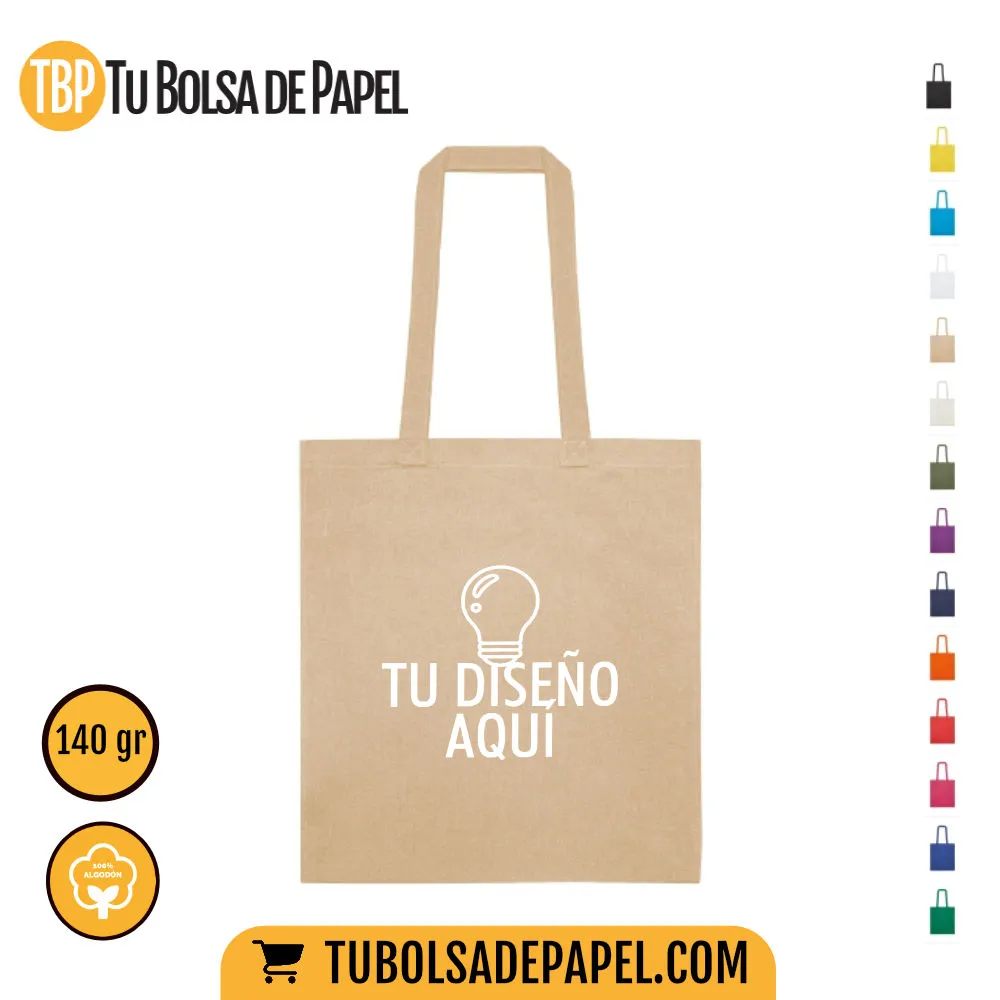 Bolsas de tela algodón Natural camel - personalizadas una tinta