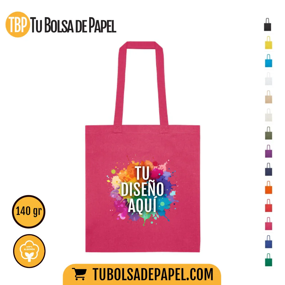 Bolsas de tela algodón Natural fucsia - personalizada todo color