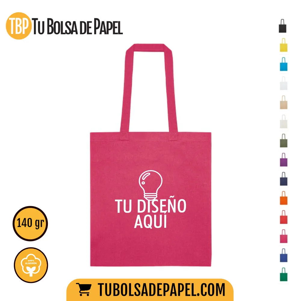 Bolsas de tela algodón Natural fucsia - personalizadas una tinta