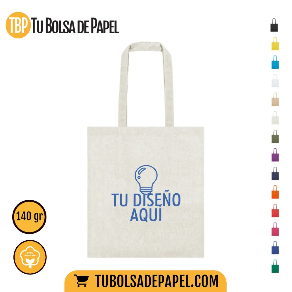 Bolsas de tela algodón Natural grises - personalizadas una tinta
