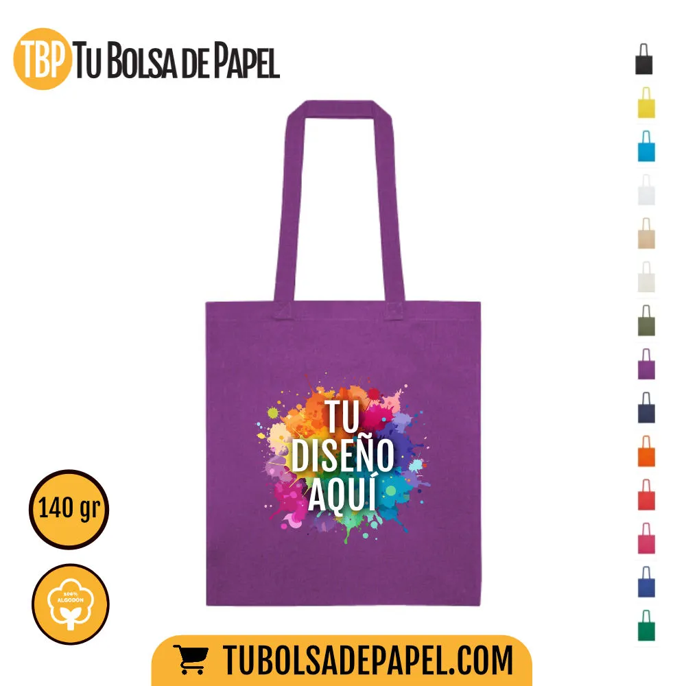 Bolsas de tela algodón Natural moradas - lilas - personalizada todo color