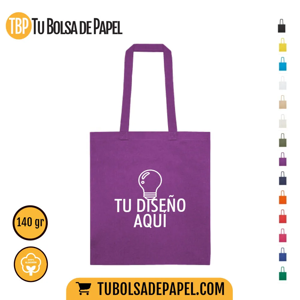 Bolsas de tela algodón Natural moradas - lilas - personalizadas una tinta