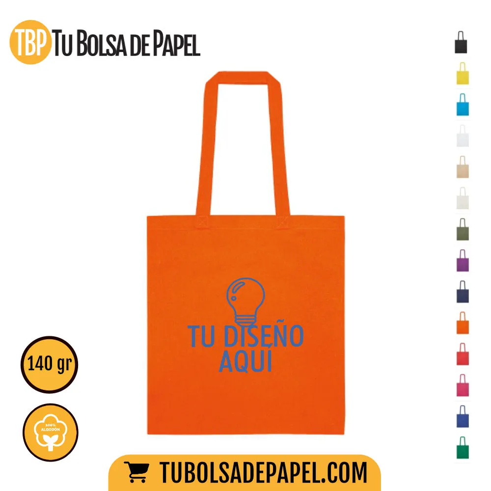 Bolsas de tela algodón Natural naranjas - personalizadas una tinta