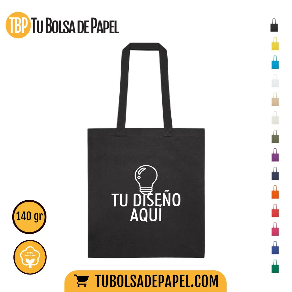 Bolsas de tela algodón Natural negras - personalizadas una tinta