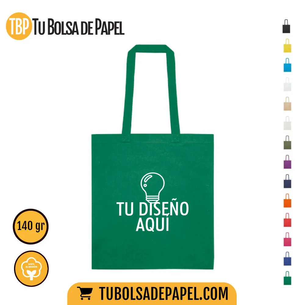 Bolsas de tela algodón Natural verdes - personalizadas una tinta