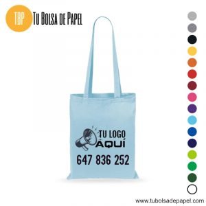 Bolsas de Algodón para tiendas - Azul Pastel personalizadas
