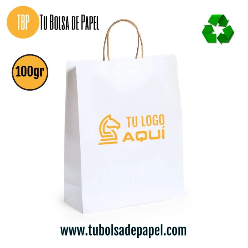 Bolsas de papel blancas personalizadas - medianas