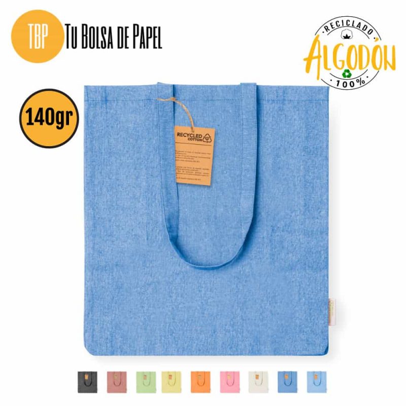 Bolsas de tela Azul con fuelle - Algodón 140 gr