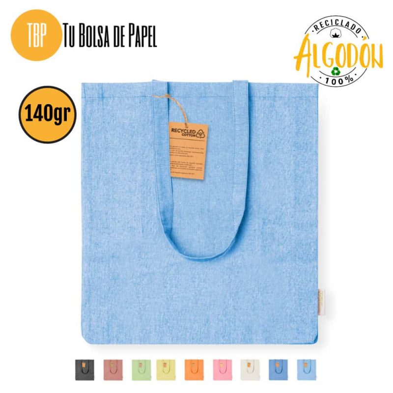 Bolsas de tela Celeste con fuelle - Algodón 140 gr