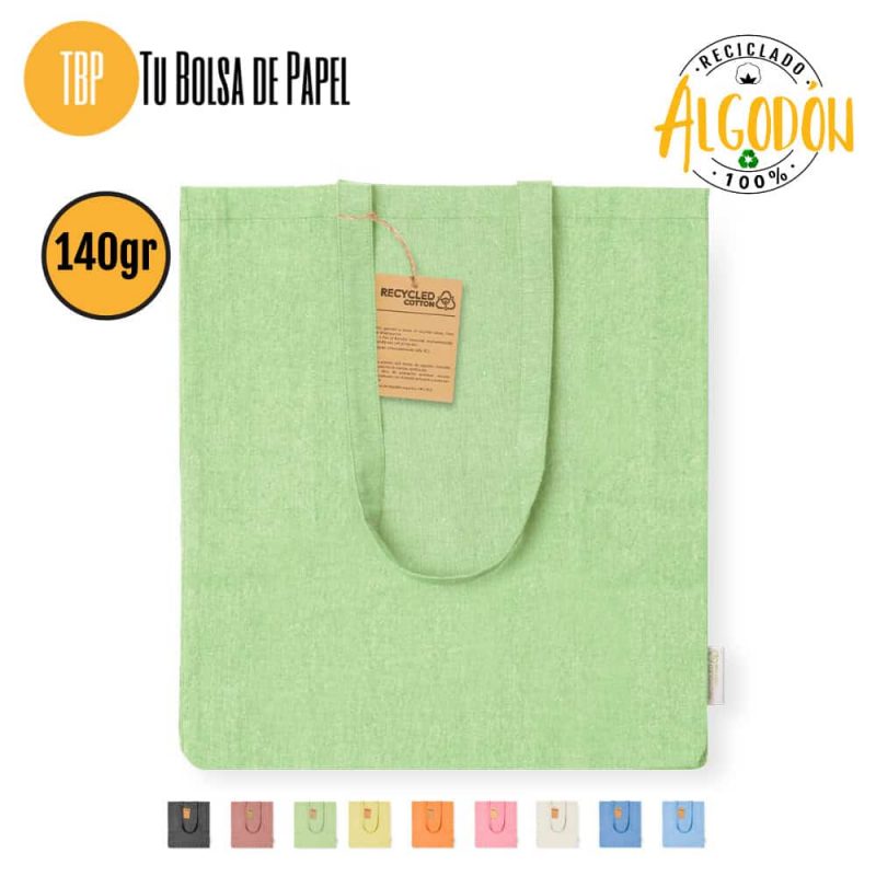 Bolsas de tela Verde con fuelle - Algodón 140 gr