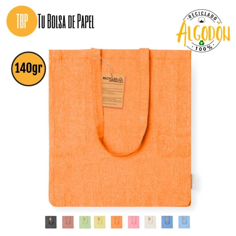 Bolsas de tela naranja con fuelle - Algodón 140 gr