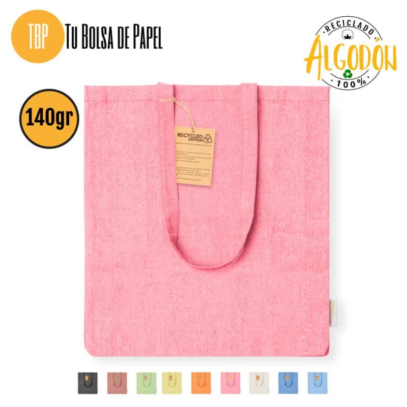 Bolsas de tela rosa con fuelle - Algodón 140 gr