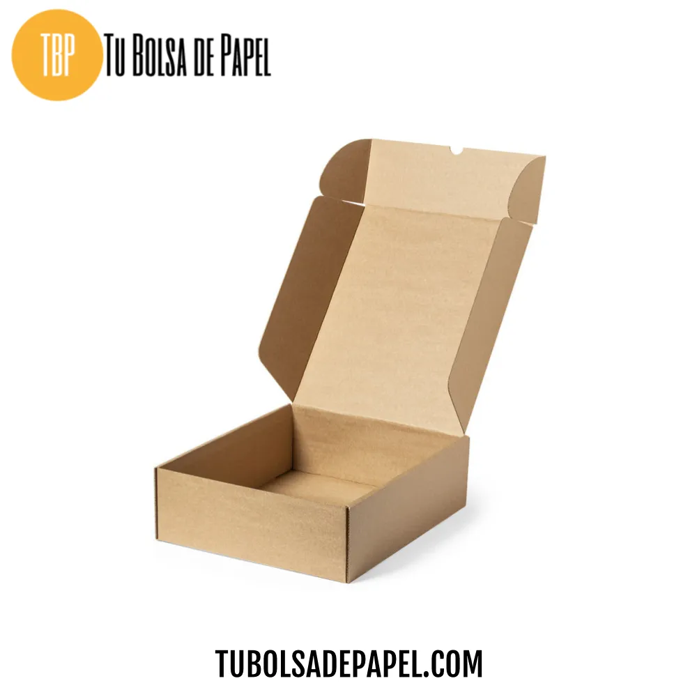 Caja ecommerce personalizada 30×26×9 cm – Kraft abierta