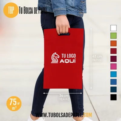 Bolsa roja de tejido no tejido con asa troquelada para eventos y promociones