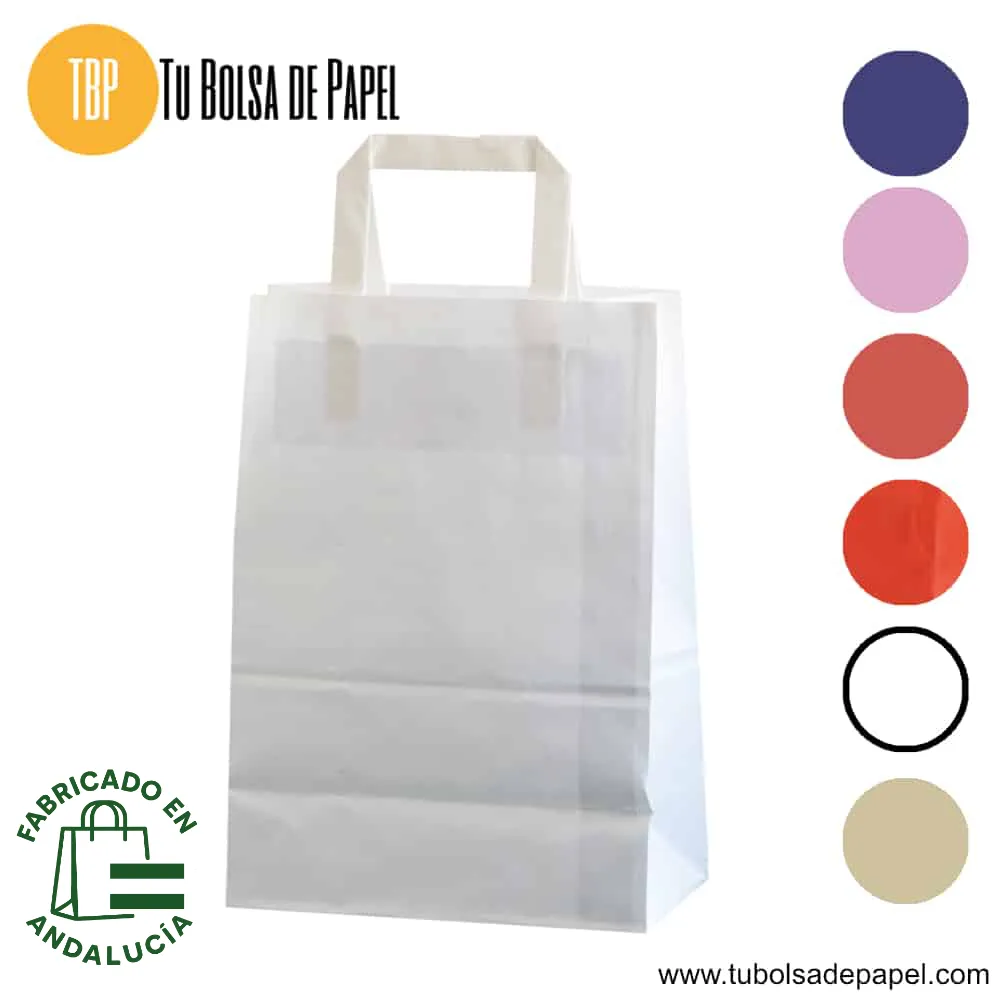 Bolsa de papel asa plana Blanca - sin impresión