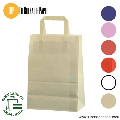 Bolsa de papel asa plana crema - sin impresión