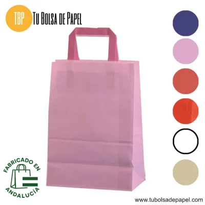 Bolsa de papel asa plana rosa - sin impresión