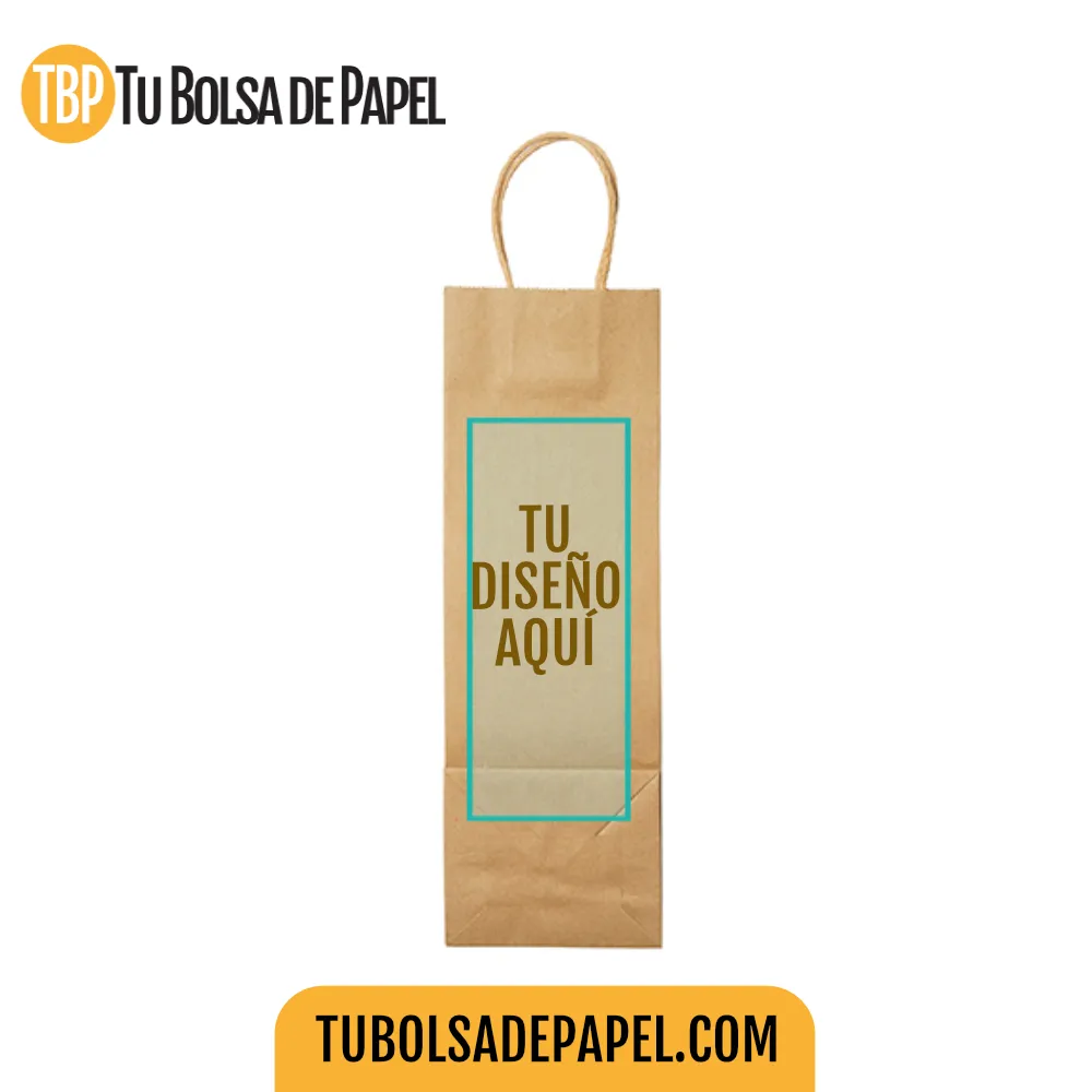 Bolsas Papel Kraft para Botellas - Personalizadas plantilla