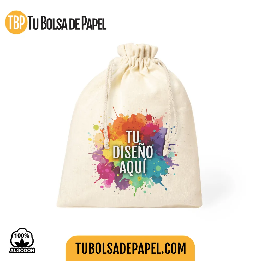 Bolsas de algodón cierre de cordón personalizadas todo color