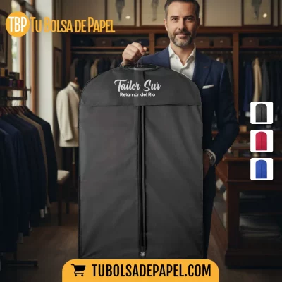 Funda portatrajes PEVA negra personalizada para tiendas de trajes