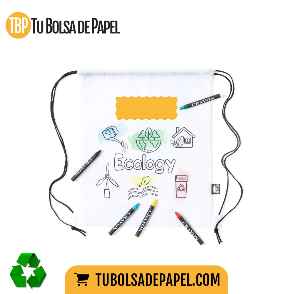 Mochila infantil para colorear reciclaje - impresión