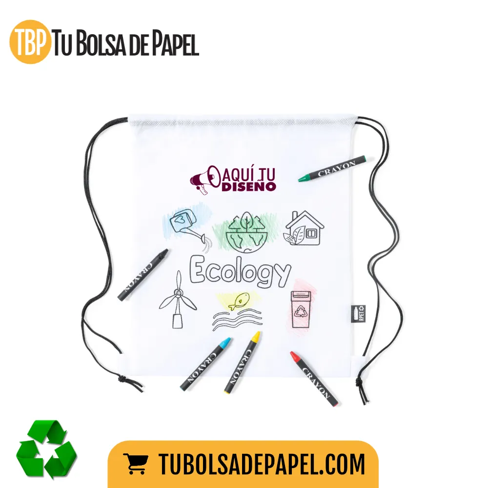 Mochila infantil para colorear reciclaje personalizada - impresión
