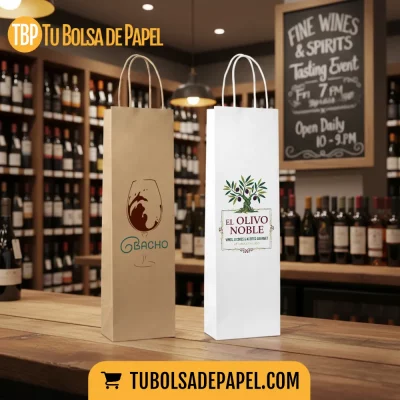 Bolsa de papel Kraft para botellas - impresas a todo color