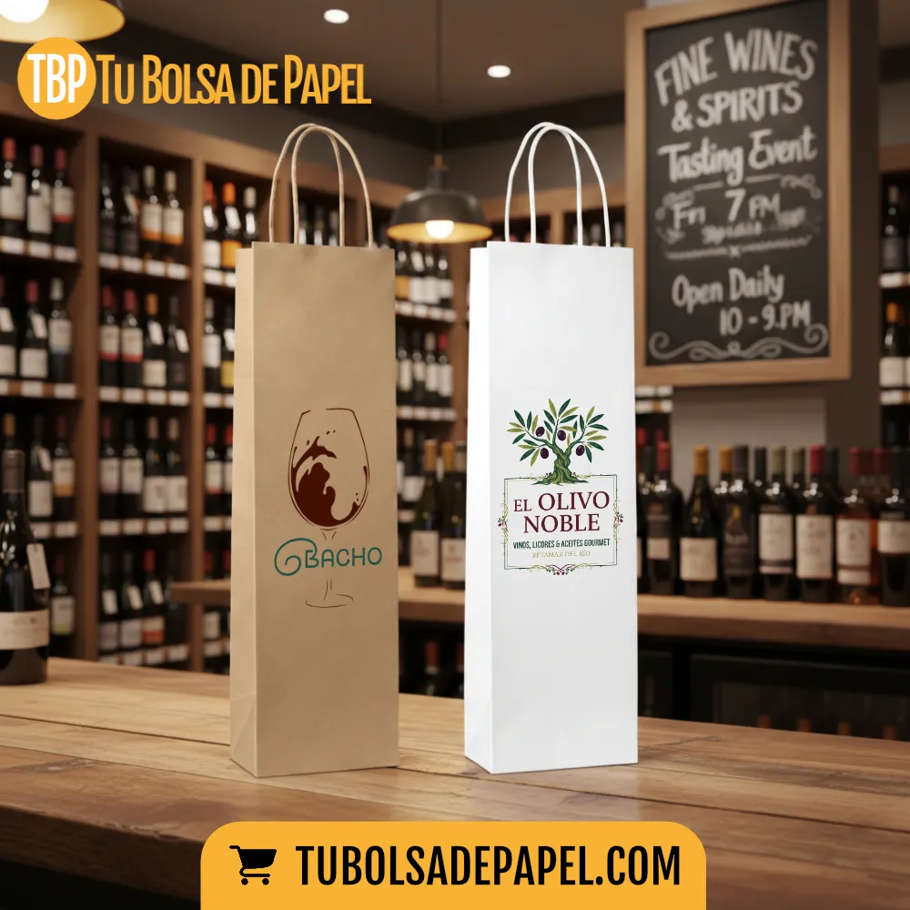 Bolsa de papel Kraft para botellas - impresas a todo color