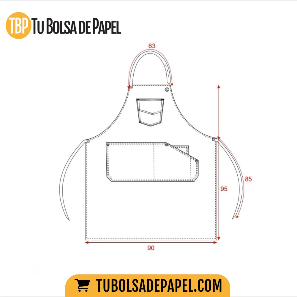 Delantal Vaquero con peto - medidas