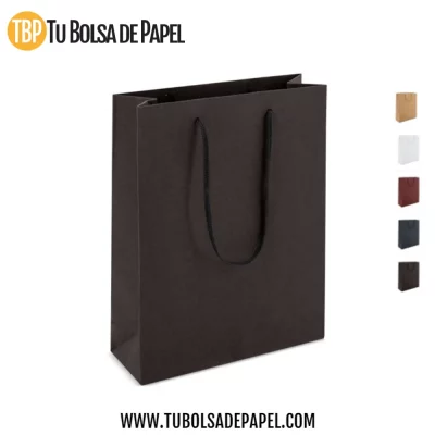 Bolsas de papel pequeñas asa cordón cartoncillo sin impresión - negras