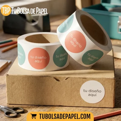 Etiquetas adhesivas circulares personalizadas en rollo
